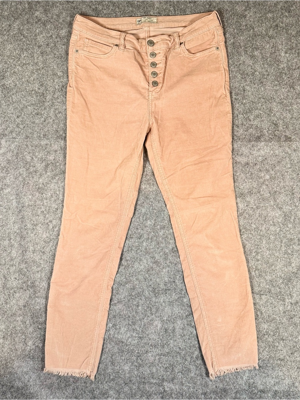 Free People Blush High-Rise Button-Fly Skinny Jeans